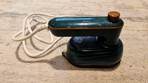Mini Electric Travel Iron - Compact Porcelain Gold Plate