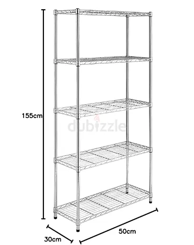 5-Tier Wire Storage Shelving Rack Unit, DIY Unit Metal Kit, 55x30x150cm