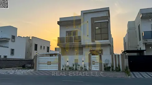 Modern villa for sale in Al Zahia, Ajman | 3,014 sq ft | Two floors + roof | 5 master bedrooms | Electricity and water included | Price: AED 1,640,000