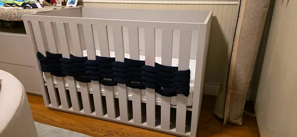 Modern Light Gray Wooden Baby Crib