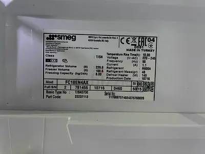 Smeg FC18EN4AX Bottom Freezer Refrigerator – Excellent Condition