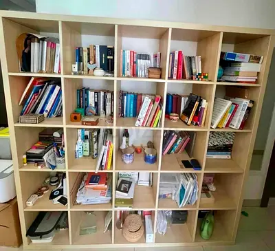 Large 5x5 Wooden Bookshelf / Bookcase - Light Oak Finish