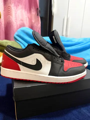 Air Jordan 1 Low — “Black Toe” (White/Black-Varsity Red) — Size 10.5 — Brand New