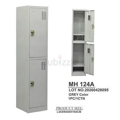 Tier Metal Storage Locker Cabinet - Grey, 45x40x184 cm