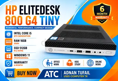 HP ELITEDESK 800 G4 TINY INTEL CORE i5 8TH GENERATION SSD 512GB NVME M2 RAM 16GB DDR4