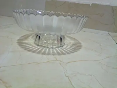 Frosted Glass Footed Fruit Bowl / Centerpiece