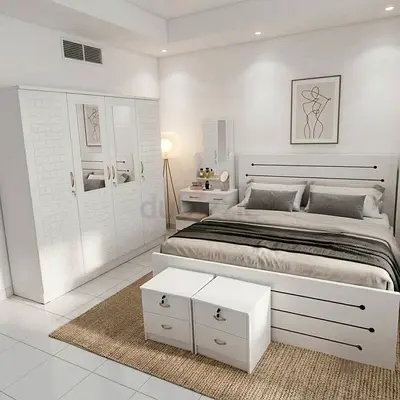 White 4-Door Wardrobe with Bed and Bedside Set - Complete Bedroom Set