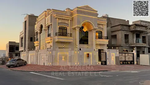 Luxury villa for sale in Al Helio 2. Elegant design featuring 5 spacious bedrooms and ultra-luxurious finishes in a strategic location in Ajman 🏡✨
