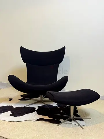Iconic Danish BoConcept Imola Swivel Lounge Chair Ottoman – Sculptural Luxury Statement