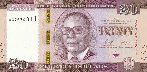 LIBERIA 20 DOLLARS BANKNOTE 2022