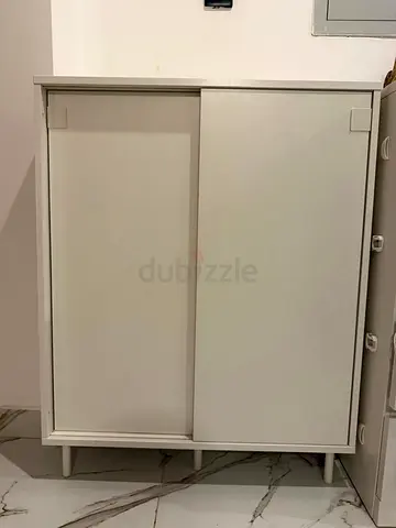 Compact white sliding-door wardrobe - good condition