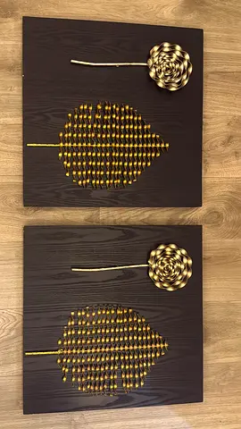 Set of 2 Decorative Wall Panels with Gold Leaf and Flower Motif