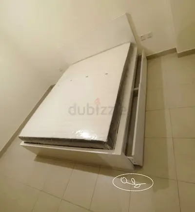 IKEA Malam queen bed frame with 2 storage drawers underneath and with IKEA mattress 160×200cm