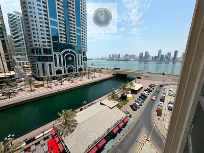 Three Bedroom Apartment for Annual Rent in Al Majaz 3 Sharjah Panoramic Sea View Overlooking Al Majaz Corniche and Al Qasba Canal Parquet Flooring Spa