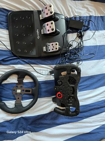 Logitech g29 racing set with custom F1 wheel with grips.