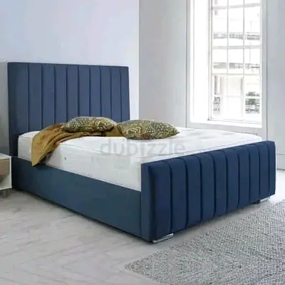 Modern Blue Upholstered Bed Frame