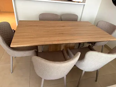 Wooden Dining Table with 6 Chairs
