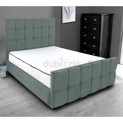Grey Fabric Tufted Bed Frame with out Mattress