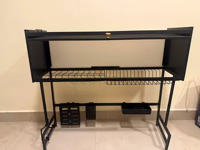 Black Over the Sink Kitchen Organizer and Dish Drying Rack