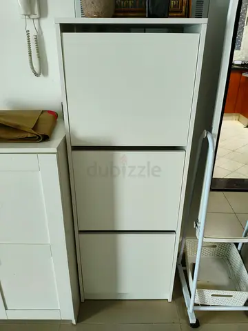 White 3-Drawer Tall Storage Cabinet - Slim Shoe/Utility Cupboard