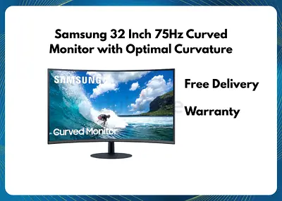 Samsung 32 Inch 75Hz Curved Monitor with Optimal Curvature 1000R C32T550F