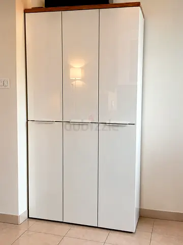 White High Gloss 6-Door Shoes Storage Cabinet Capacity of 48 Shoes