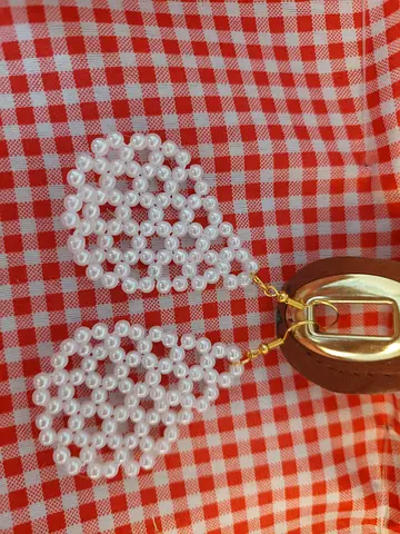 Handmade beaded pearl teardrop earrings, lightweight