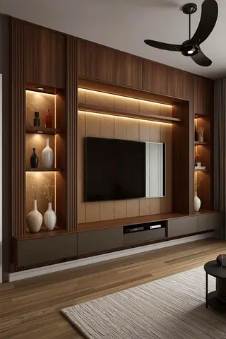 Modern Walnut Entertainment Center