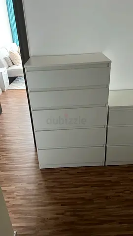 White 5 Drawer Chest of Drawers - Good Condition