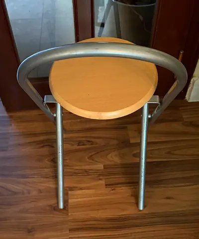 Wood Top Metal Frame Bar Stool — Compact, Light-Use