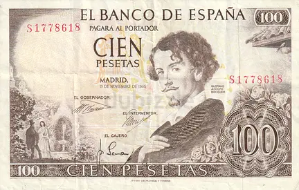 SPAIN 100 PESETAS BANKNOTE 1965