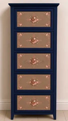 Tall vintage-style painted chest of drawers - 5 drawers