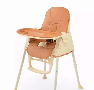 Adjustable Baby High Chair with Tray - Beige/Pink