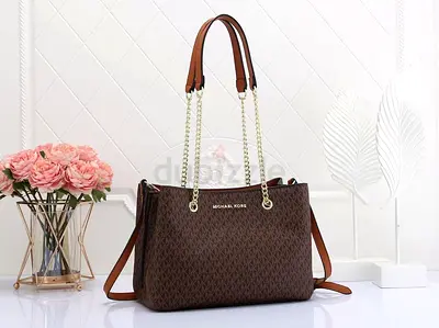 Master copy of Michael Kors Brown Monogram Tote Bag with Chain Straps