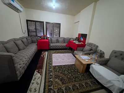 Large Grey Sectional Sofa Set with Multiple Rugs - Good Condition