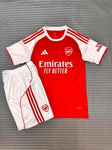 Arsenal Home Football Kit - Red/White Jersey and Shorts (Adult)