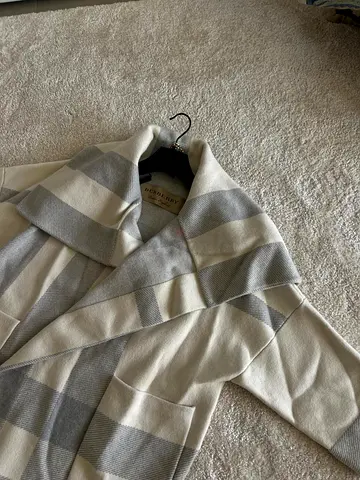 Lightweight striped womens cardigan / wrap - cream  grey, size available