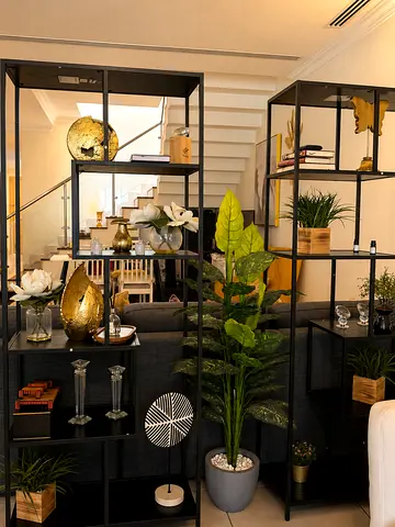 Open Metal Display Shelves Room Divider – Black 3-Unit Set
