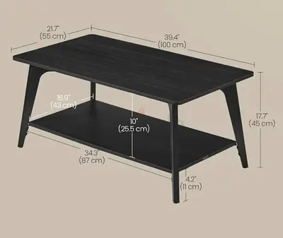 Modern Dark Wood Coffee Table with Storage Shelf
