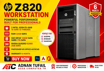 HP Z820 WORKSTATION 32 CORE 2 INTEL XEON E5-2658 RAM 32GB DDR3 NVIDIA QUADRO K2000 2GB DDR5