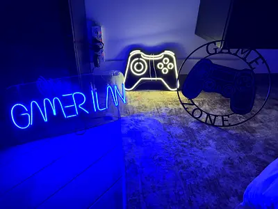 BIG DEAL ALL100 Set of 2 and 1 gaming neon signs (Gamer Life, controller shapes) - decorative lights