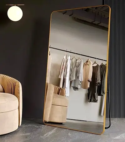 Full-Length Gold Framed Floor Mirror - Modern Standing Mirror