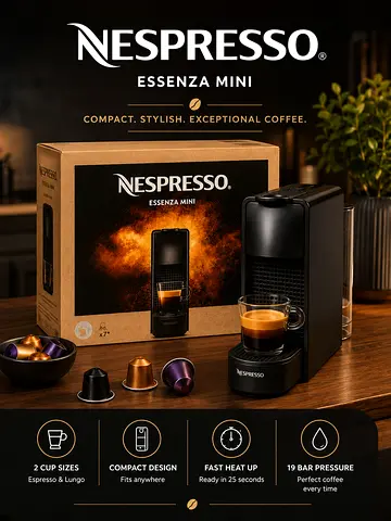 Nespresso Essenza Mini Coffee Machine - Compact Black