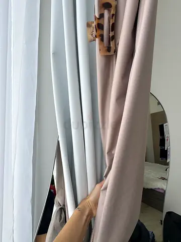 Beige - pink blackout curtains with white sheers - set of 2 panels. Have for 2 rooms -