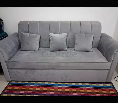 Grey 3-Seater Sofa Bed with Cushions - Good Condition