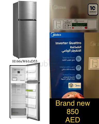 Midea Top Freezer Refrigerator 166cm — Brand New