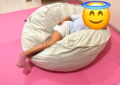 Large Comfortable Cream Bean Bag Chair