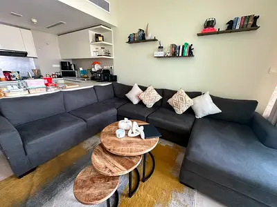 Large U-shaped Grey Fabric Modular Sofa