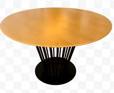 Round Wooden Dining Table with Metal Spoke Base