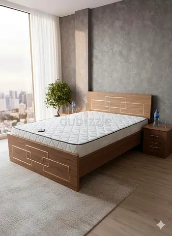 Wooden king size Bed Frame with Headboard and Mattress - Good quality